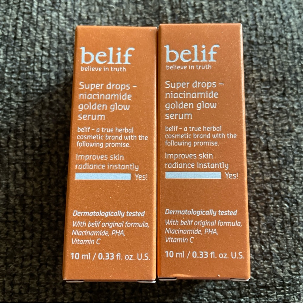 2x Belif Super Drops Niacinamide Golden Glow Serum Mini 0.33 Oz each NEW